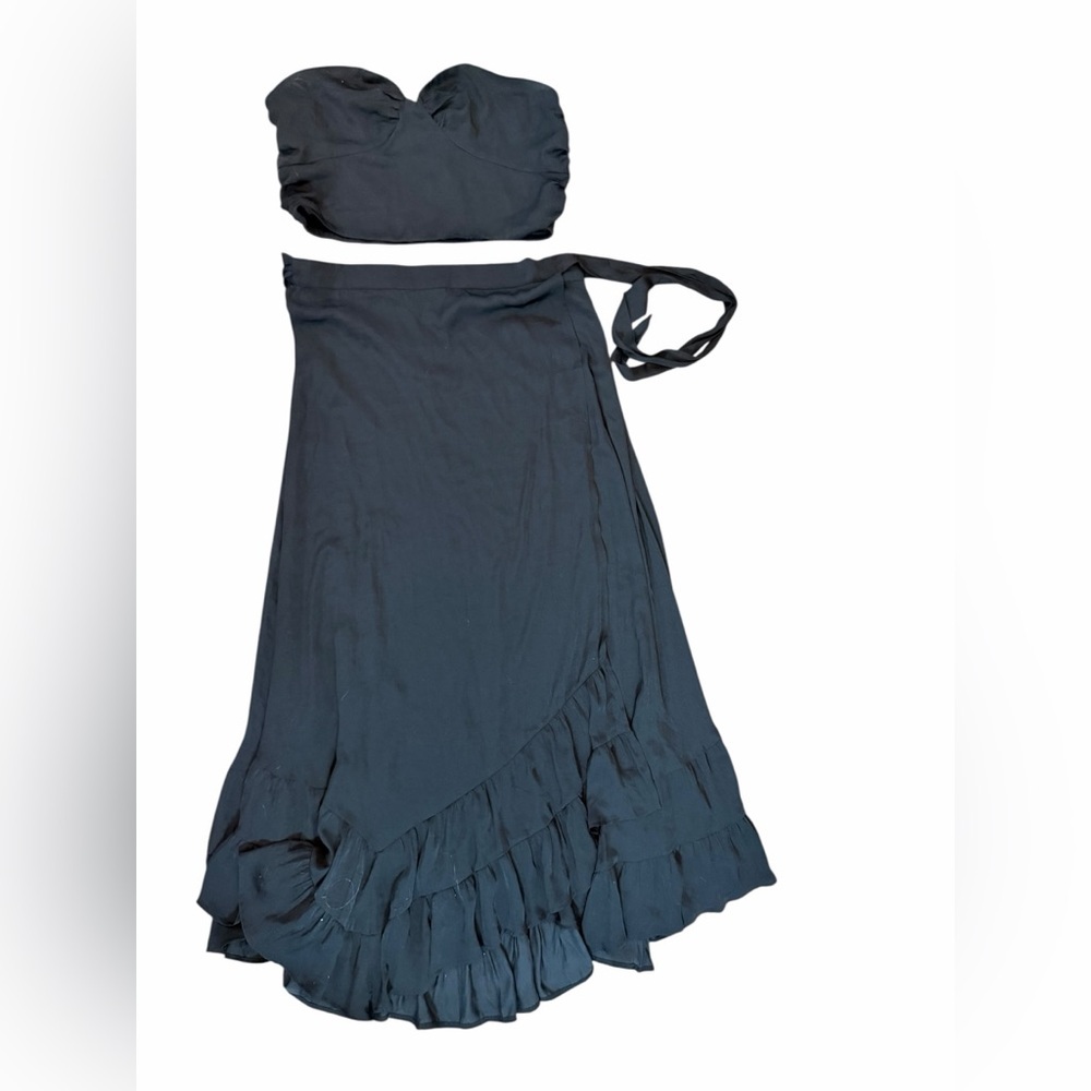 Free People Black Rendezvous Crop Top amd Maxi Wrap Skirt Set Womens Sz XL NWT - Picture 4 of 16